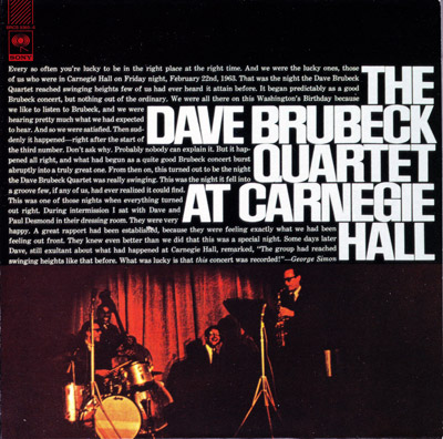 The Dave Brubeck Quartet at Carnegie Hall  - Album cover 